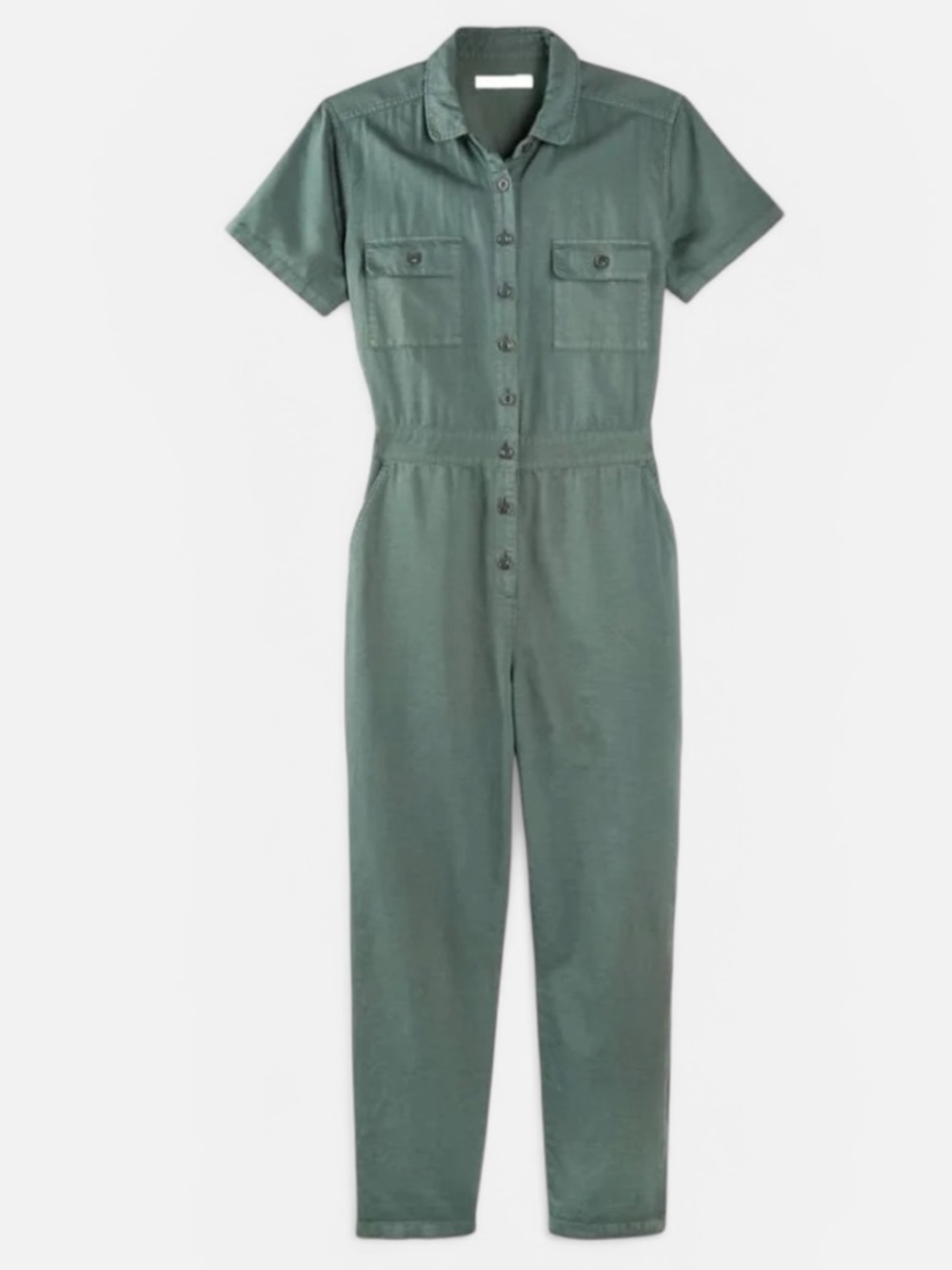 NWT Outerknown S.E.A. Suit Organic Cotton Linen Utility Jumpsuit Sz Small Green